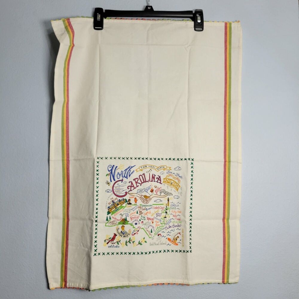 Catstudio North Carolina Dish Towel State Geography Souvenir Tea Hand Cotton